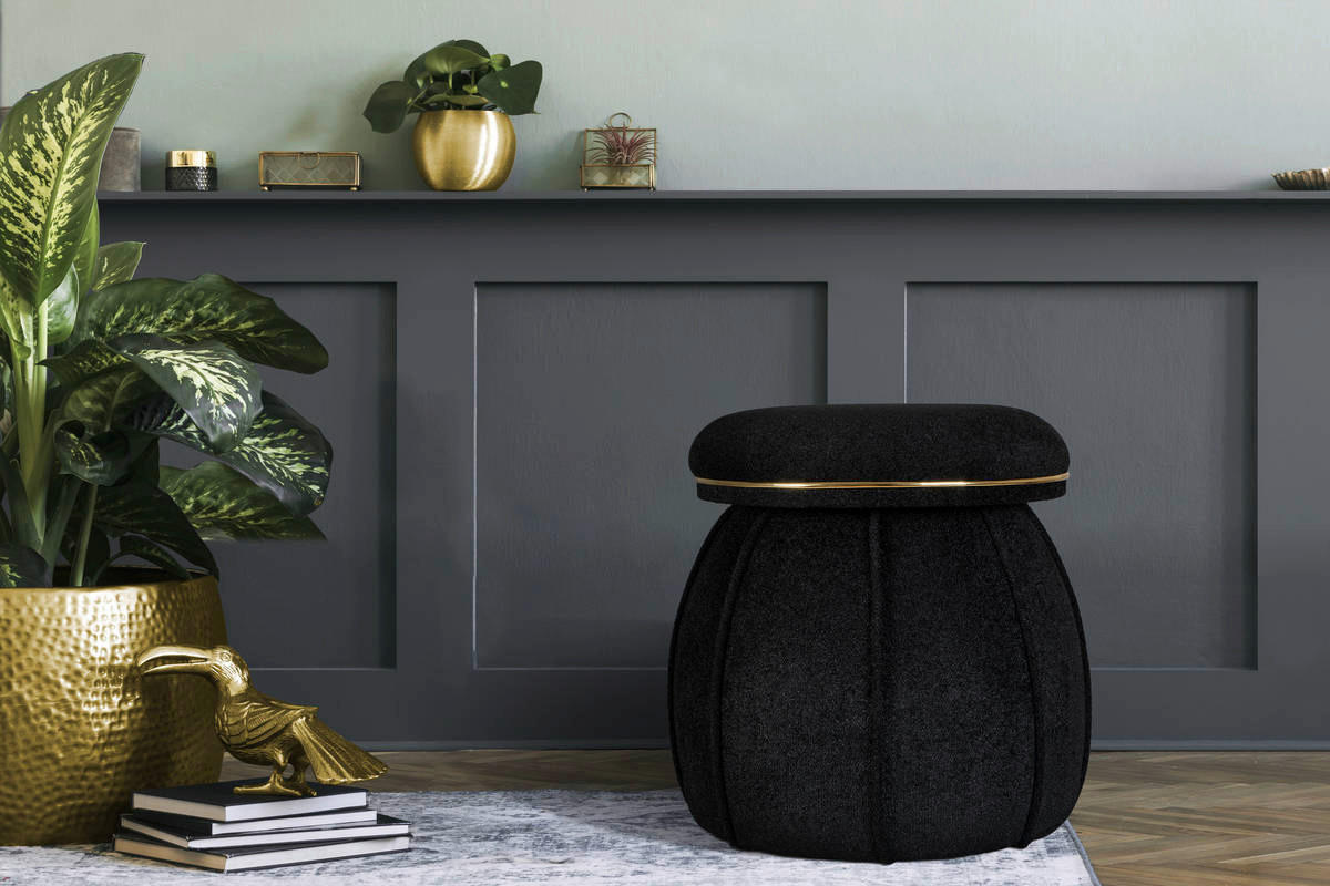 360 Living Hocker Corin 110 schwarz gold H/T: ca. 51,5x51,5 cm Corin 110 - gold/schwarz (51,50cm) - 360 Living