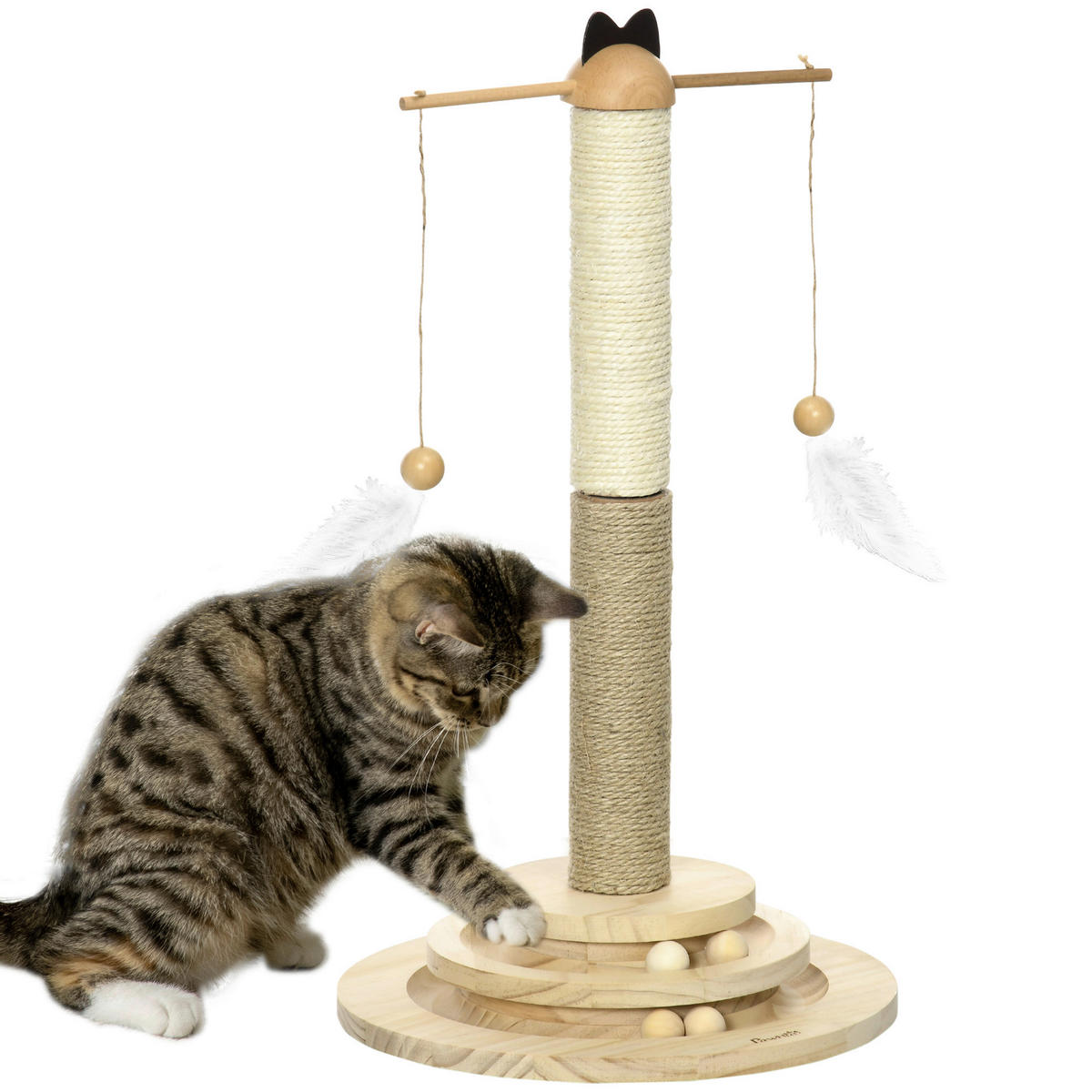 PawHut Kratzbaum natur Kiefer B/H/L: ca. 32x56x32 cm Kratzbaum - natur (32,00/32,00/56,00cm) - PawHut