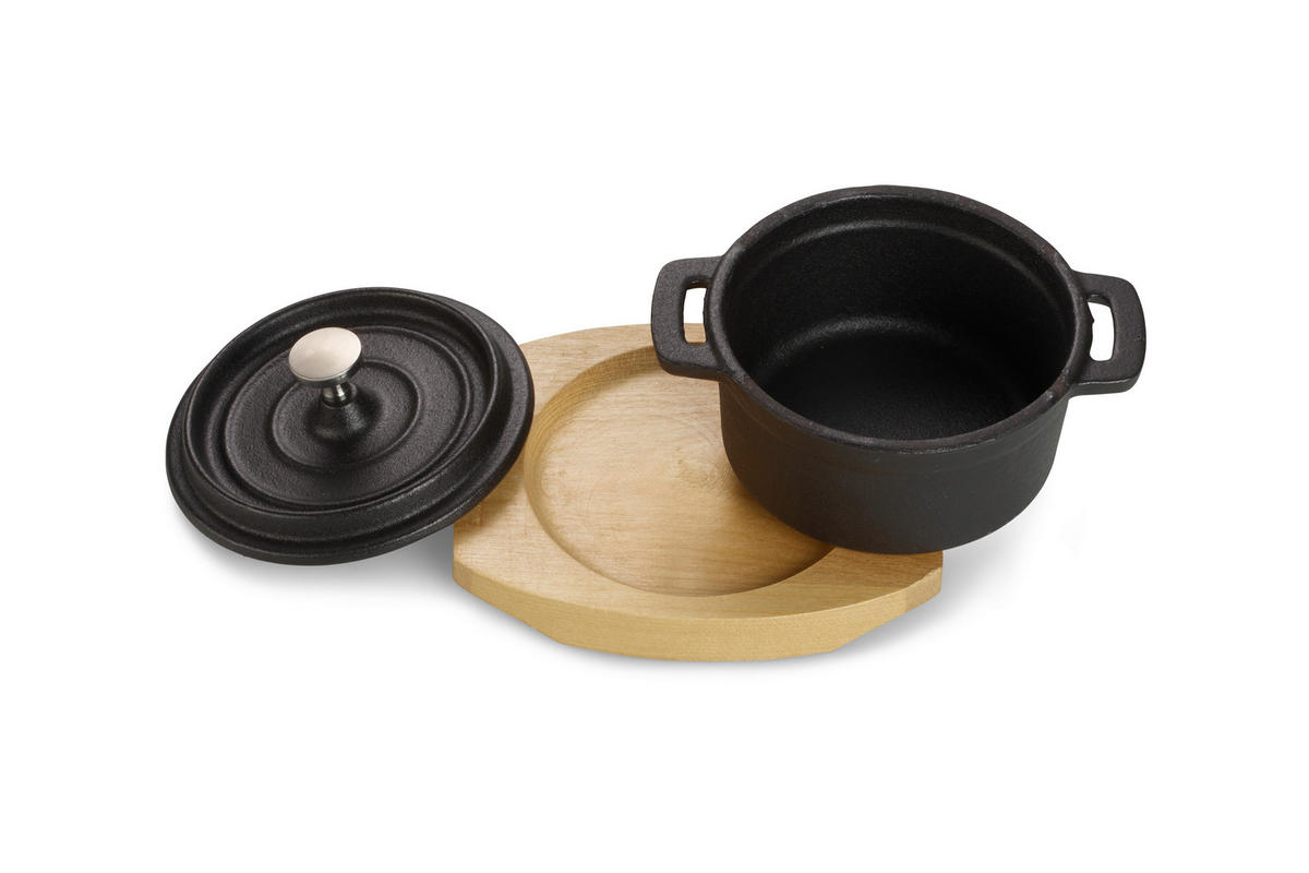 ECHTWERK Mini-Kochtopfset schwarz Eisen B/H/L: ca. 13x9,5x13 cm Kochtopfset_Mini_4tlg. - schwarz (13,00/13,00/9,50cm) - ECHTWERK