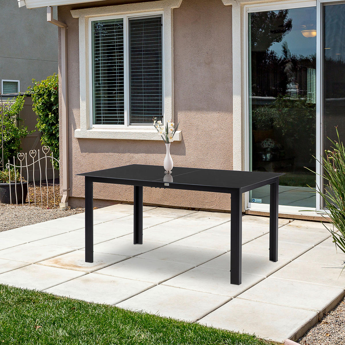 Outsunny Gartentisch schwarz Aluminium B/H/L: ca. 90x74x150 cm Gartentisch - schwarz (150,00/90,00/74,00cm) - Outsunny
