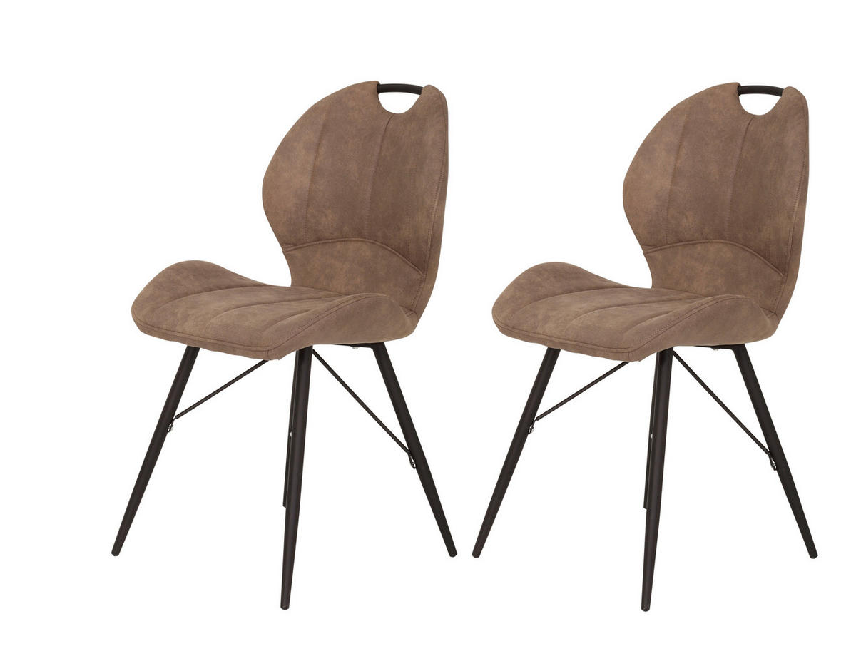 Stuhl Kate 2er Set braun Schlamm Microfaser B/H/T: ca. 50x86x56 cm Kate 2er Set - braun/schwarz (50,00/86,00/56,00cm) - Hela