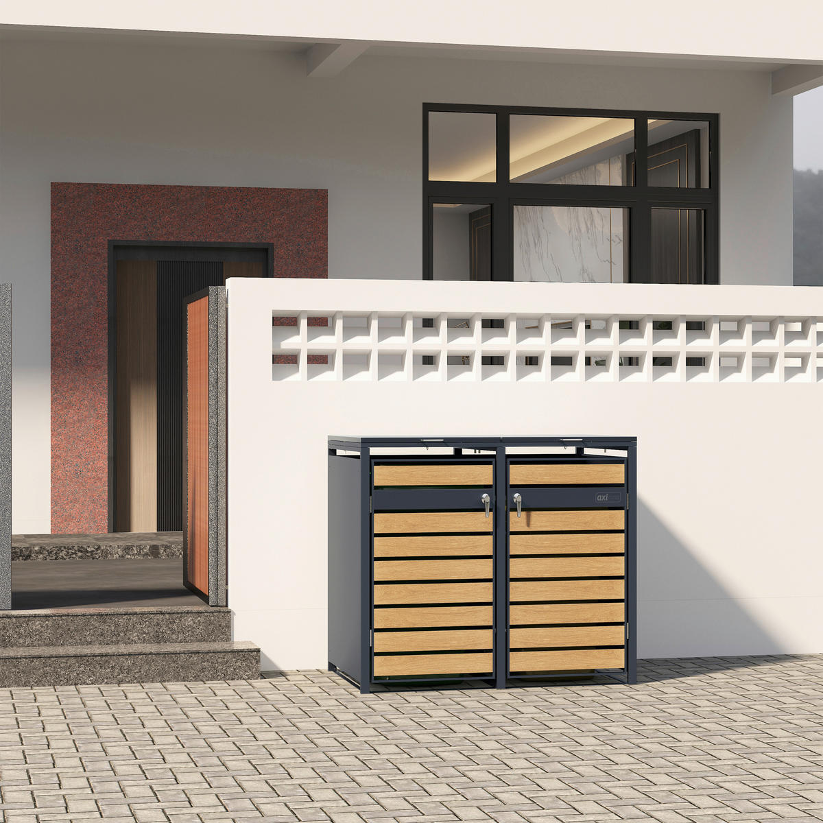 AXI Outdoor Living Mülltonnenbox Lucas braun B/H/L: ca. 80x116x132 cm Lucas - braun (132,00/80,00/116,00cm) - AXI Outdoor Living