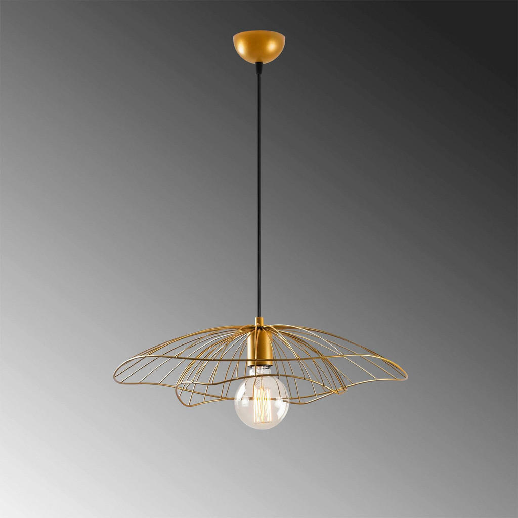 Thumbnail - Opviq Pendelleuchte Tel gold Metall B/H/T/L/D: ca. 50x111x50x50x50 cm E27 1 Brennstellen