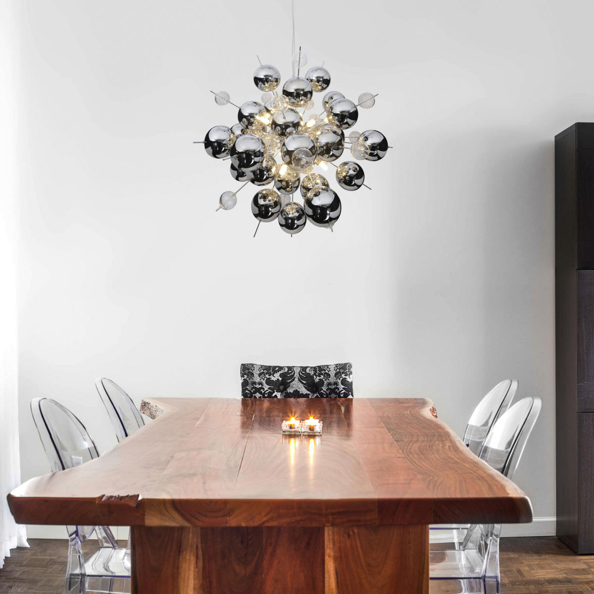 Näve Leuchten Pendelleuchte Chrom Glas Metall B/H/T/D: ca. 65x193x65x65 cm G9 10 Brennstellen EXPLOSION - Chrom (65,00/193,00/65,00cm) - Näve Leuchten