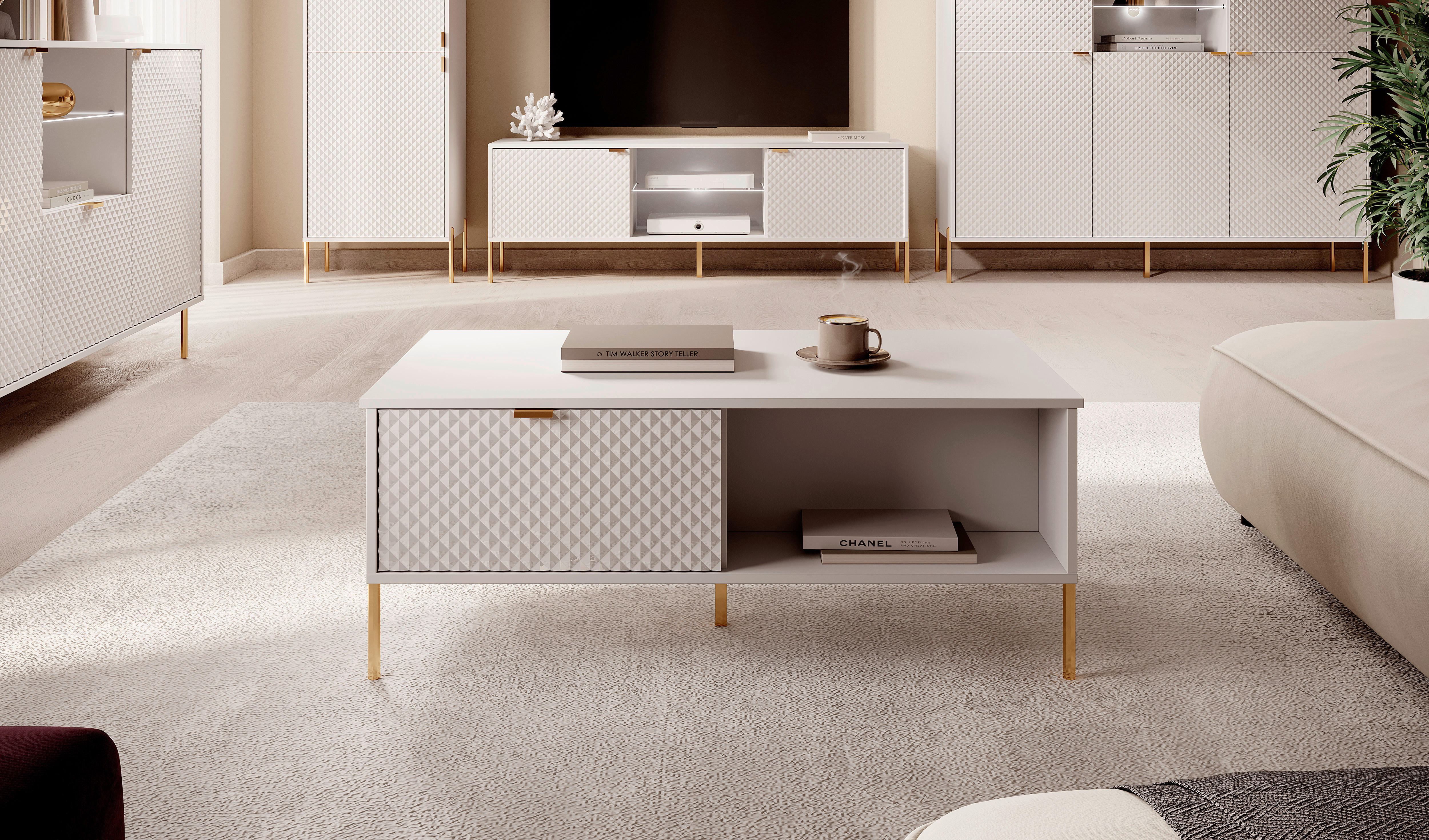 Thumbnail - Couchtisch COUCHTISCH DIAMOND DI5 LED weiß B/H/T: ca. 104x57x42 cm