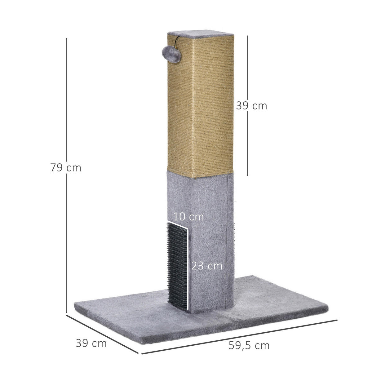 PawHut Kratzbaum grau Polyester B/H/L: ca. 39x79x59,5 cm Kratzbaum - grau (59,50/39,00/79,00cm) - PawHut