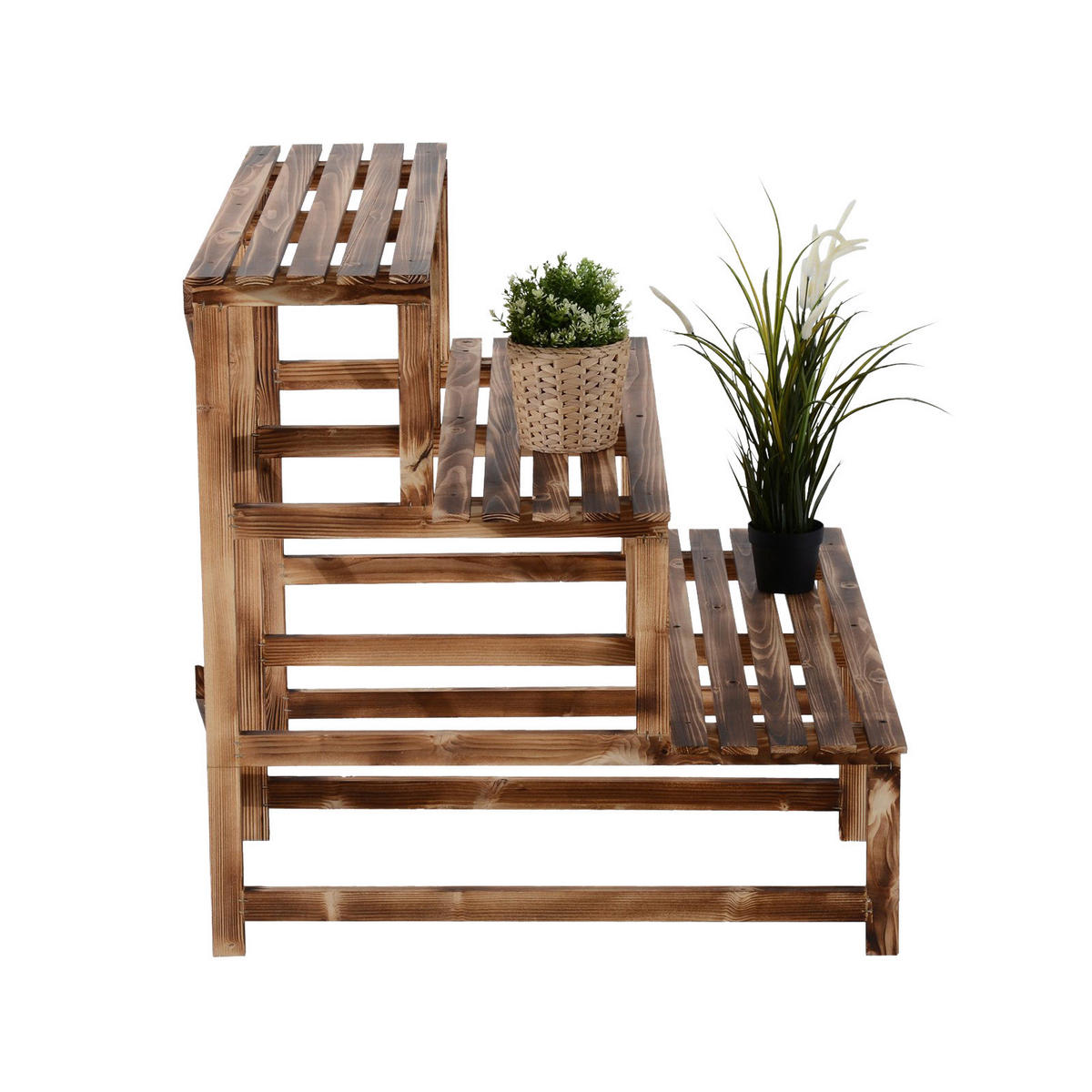 Outsunny Pflanzentreppe Pflanzentreppe - natur (100,00/80,00/80,00cm) - Outsunny