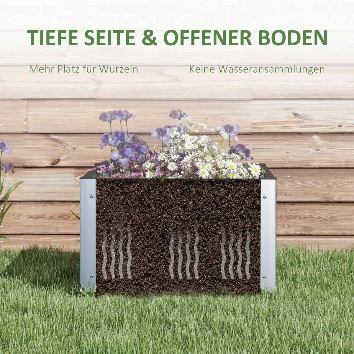 Outsunny Hochbeet grau Polypropylen B/H/L: ca. 60x60x30 cm Hochbeet - grau (30,00/60,00/60,00cm) - Outsunny