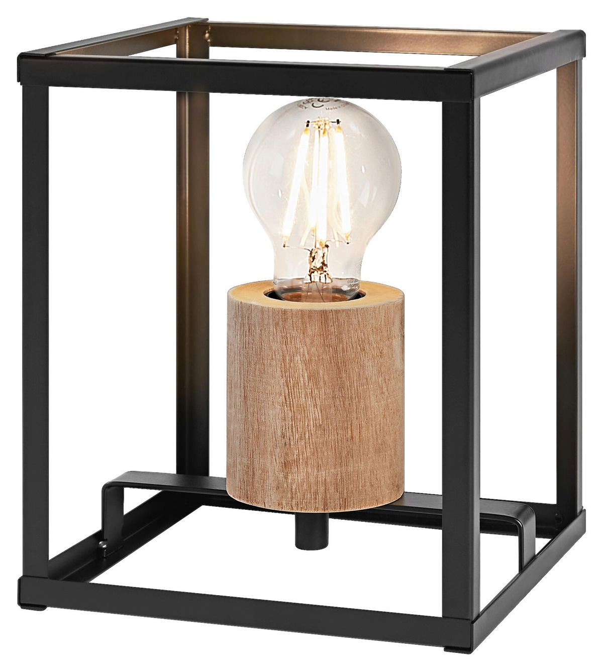 LEDVANCE Tischleuchte Nairobi 759084 schwarz Metall Holz B/H/L: ca. 17x20,3x17 cm E27 1 Brennstellen Decor Nairobi - schwarz (17,00/17,00/20,30cm) - LEDVANCE