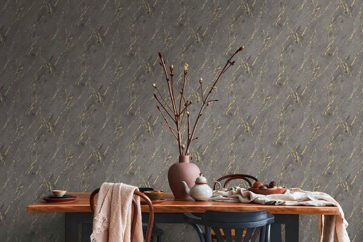 A.S.Création Vliestapete schwarz anthrazit gold B/H/D: ca. 53x1005x8,2 cm Vliestapete - gold/schwarz (8,20/1005,00cm) - A.S.Creation