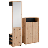Garderobe Lyon Eiche Artisan Nachbildung schwarz B/H/T: ca. 70x115x33,5 cm Lyon - Eiche/schwarz (70,00/115,00/33,50cm) - byLIVING