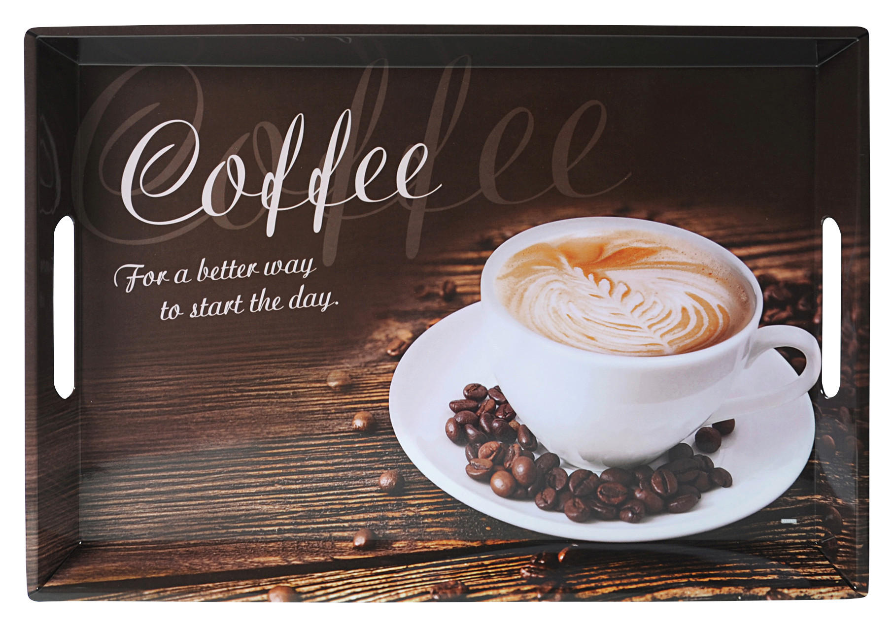 Kesper Tablett braun Melamin B/H/L: ca. 35x4,5x50 cm Tablett_Coffee - braun/weiß (50,00/35,00/4,50cm) - Kesper