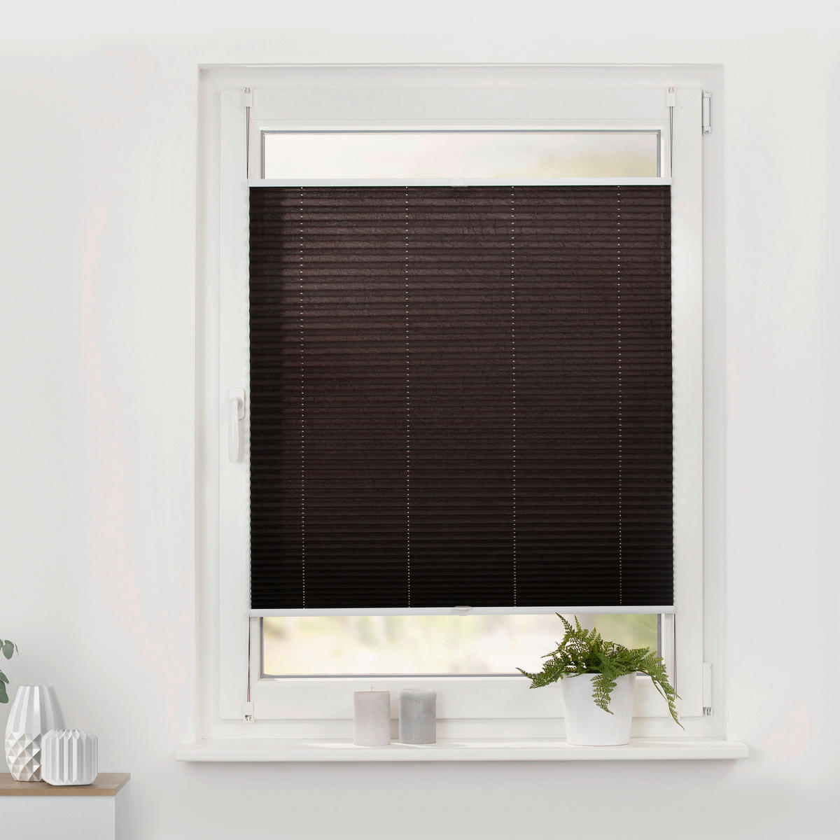 LICHTBLICK Spannplissee braun B/L: ca. 95x130 cm Plissee_Klemmfix - braun (95,00/130,00cm) - LICHTBLICK