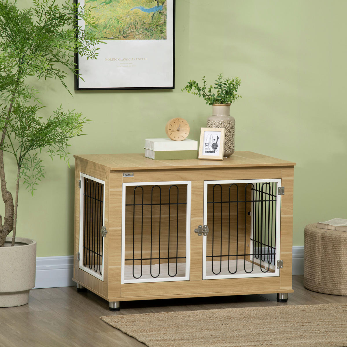 PawHut Hunde-Zubehör Eiche Polypropylen B/H/L: ca. 58x90x65 cm Hundekäfig - Eiche (65,00/58,00/90,00cm) - PawHut