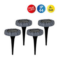 LED-Solar Bodenleuchte 4er-Set NV4125804 grau Kunststoff H: ca. 12 cm LED-Solar Bodenleuchte 4er-Set - grau (12,00cm) - Näve Leuchten