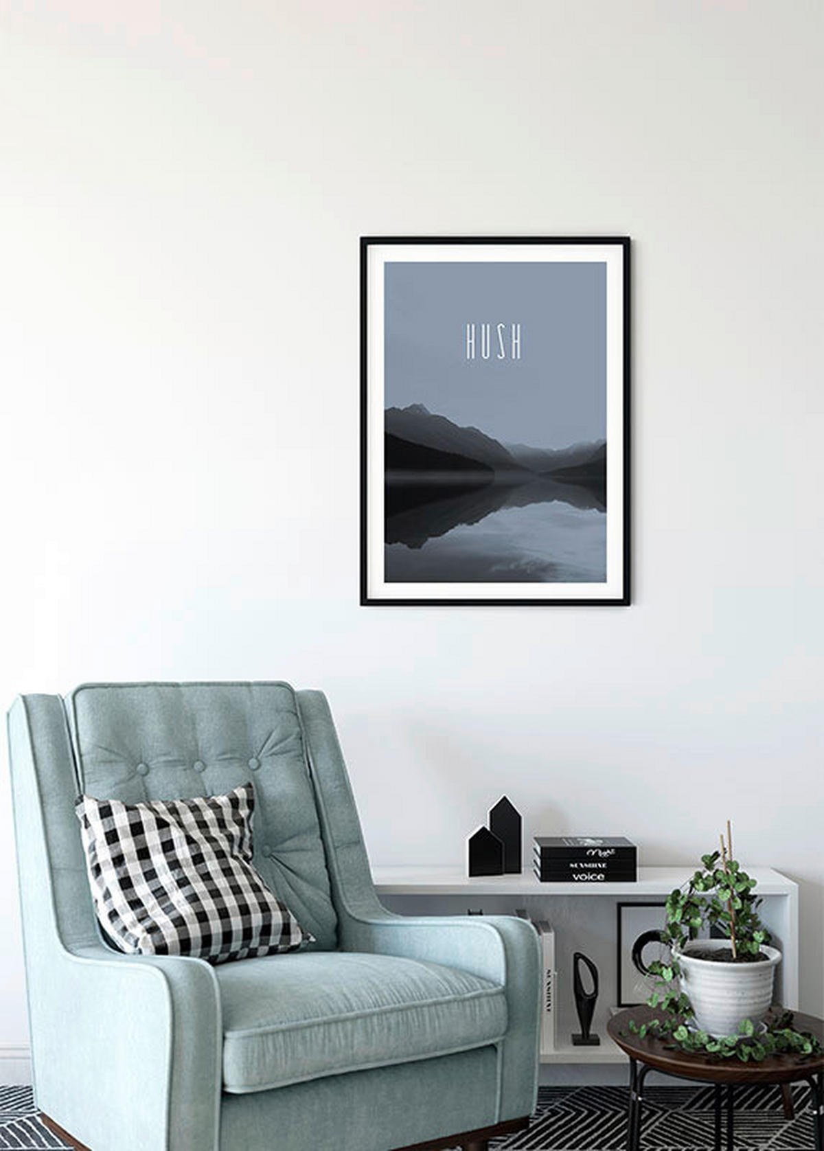 Komar Poster Word Lake Hush Steel Natur B/L: ca. 30x40 cm Word Lake Hush Steel - (30,00/40,00cm) - Komar
