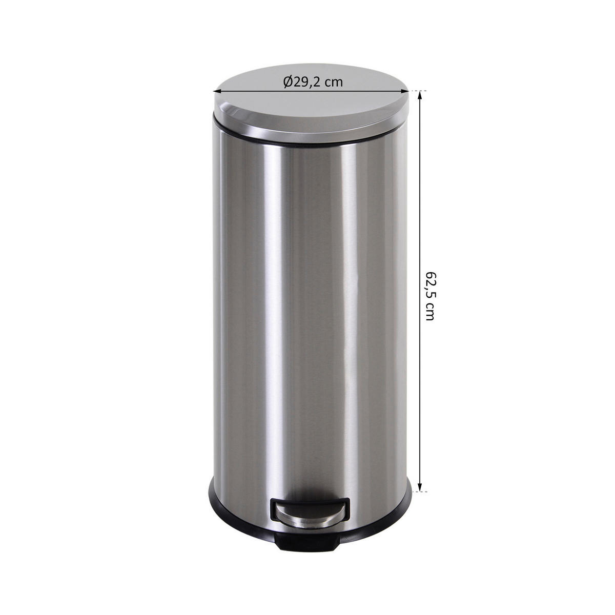HOMCOM Treteimer silber Treteimer - schwarz/silber - HOMCOM