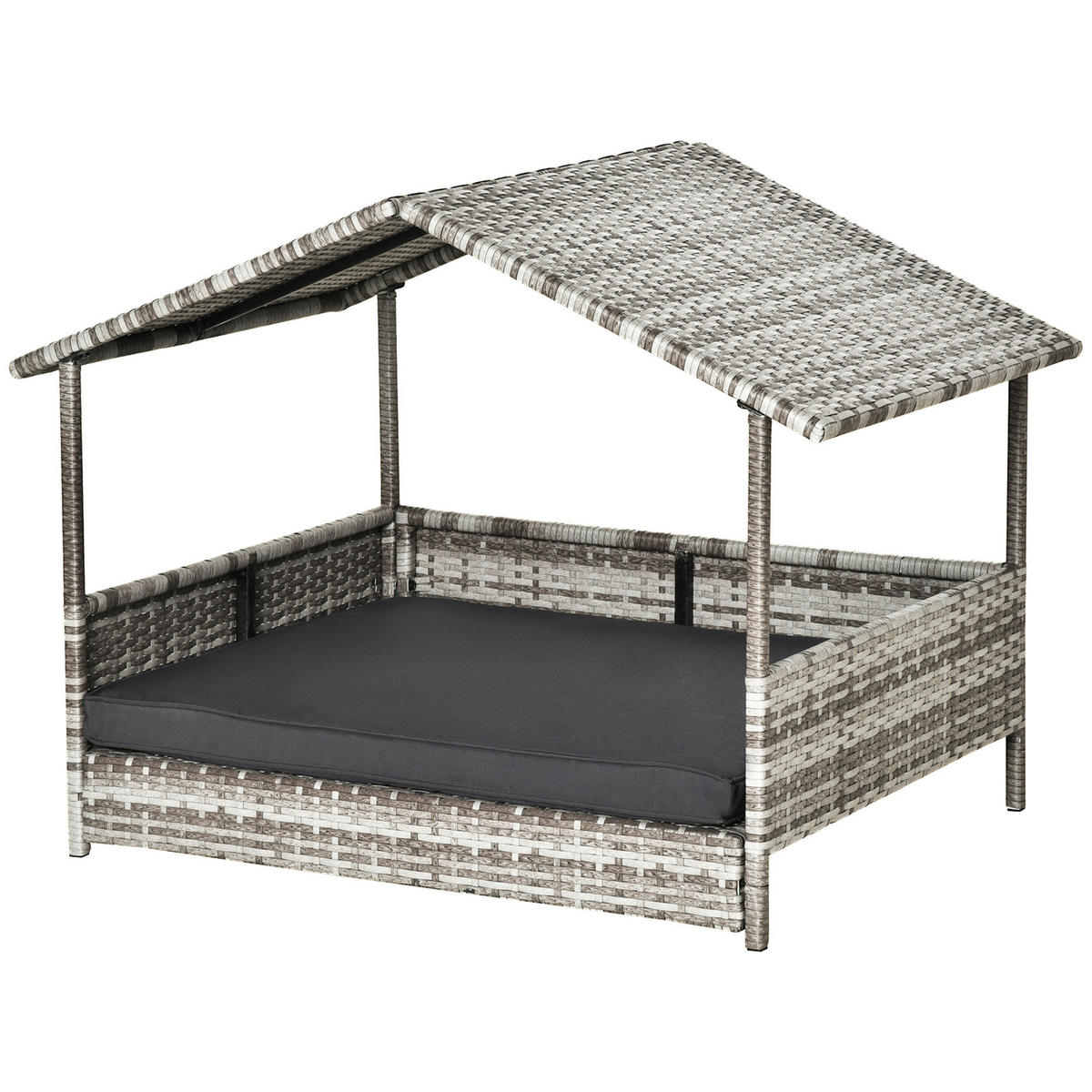 PawHut Hunde-Zubehör grau Polyester B/H/L: ca. 98x69x70 cm Hundehütte - grau (70,00/98,00/69,00cm) - PawHut