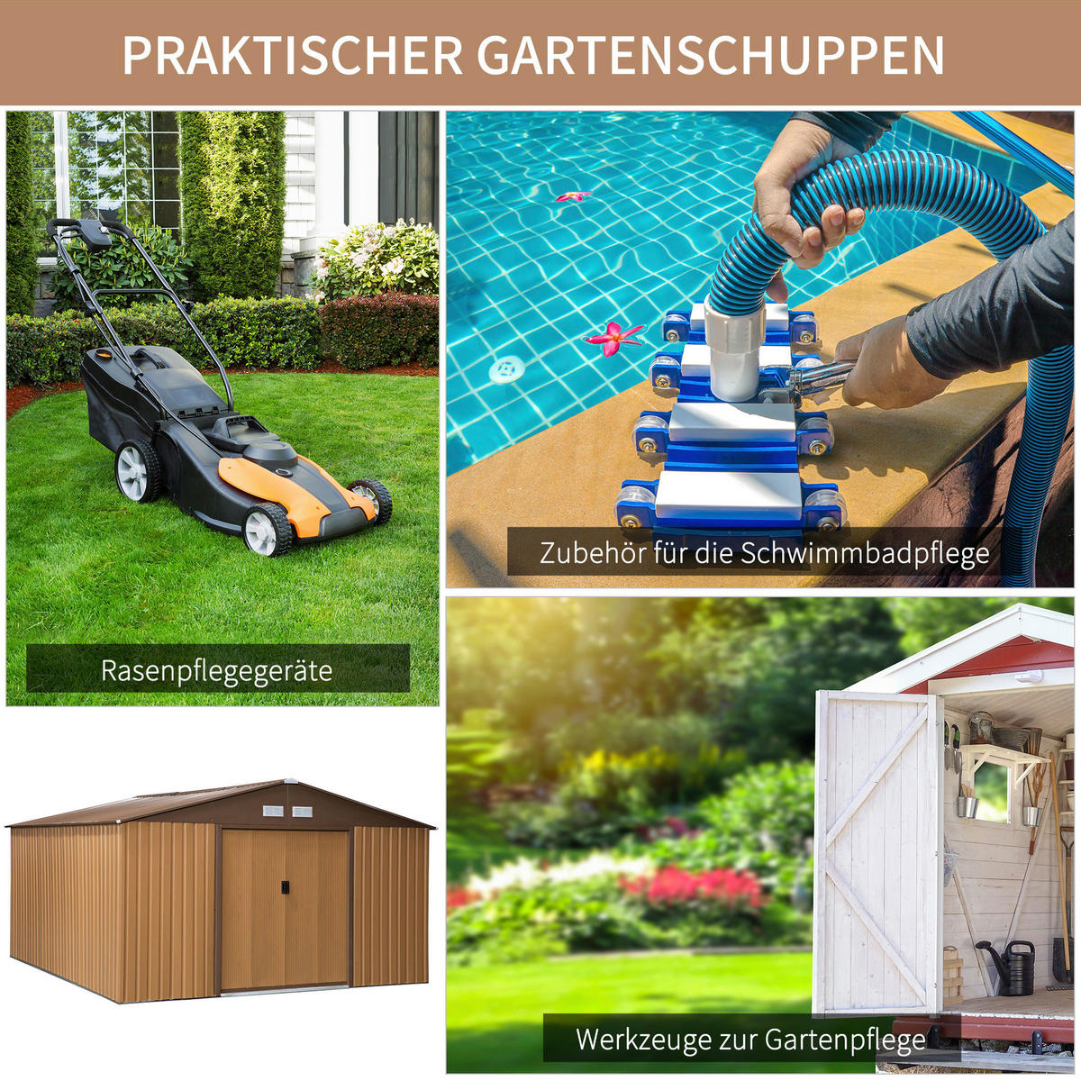 Outsunny Gartenhaus braun B/H/L: ca. 386x200x340 cm Gartenhaus - braun (340,00/386,00/200,00cm) - Outsunny