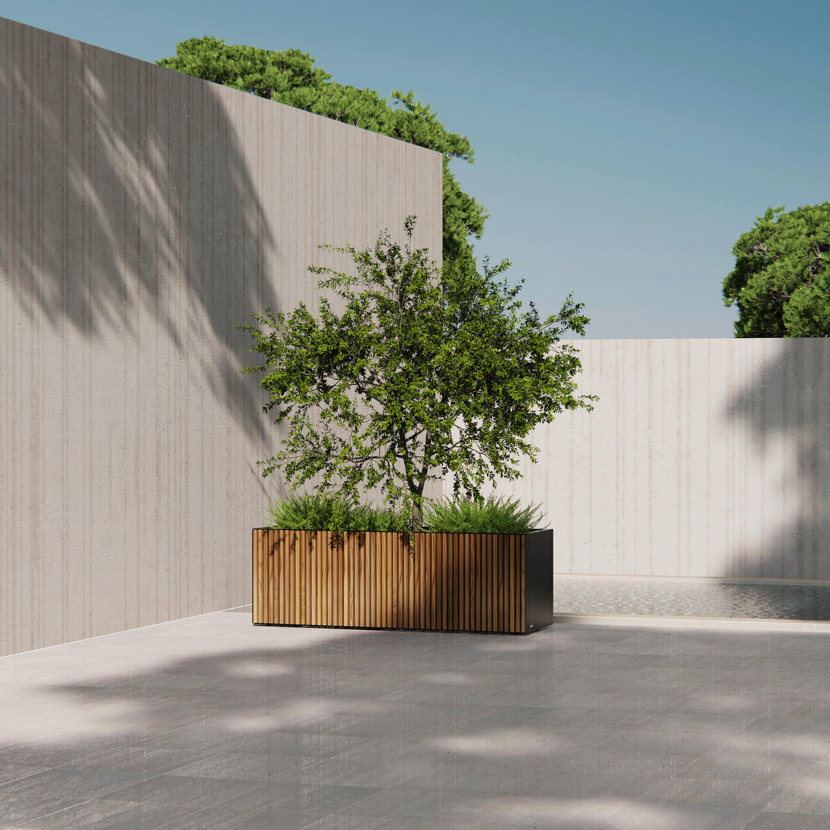 Herstera Garden Pflanzkübel Deco Planter schwarz Metall B/H/L: ca. 150x50x50 cm Deco Planter - schwarz (50,00/150,00/50,00cm) - Herstera Garden