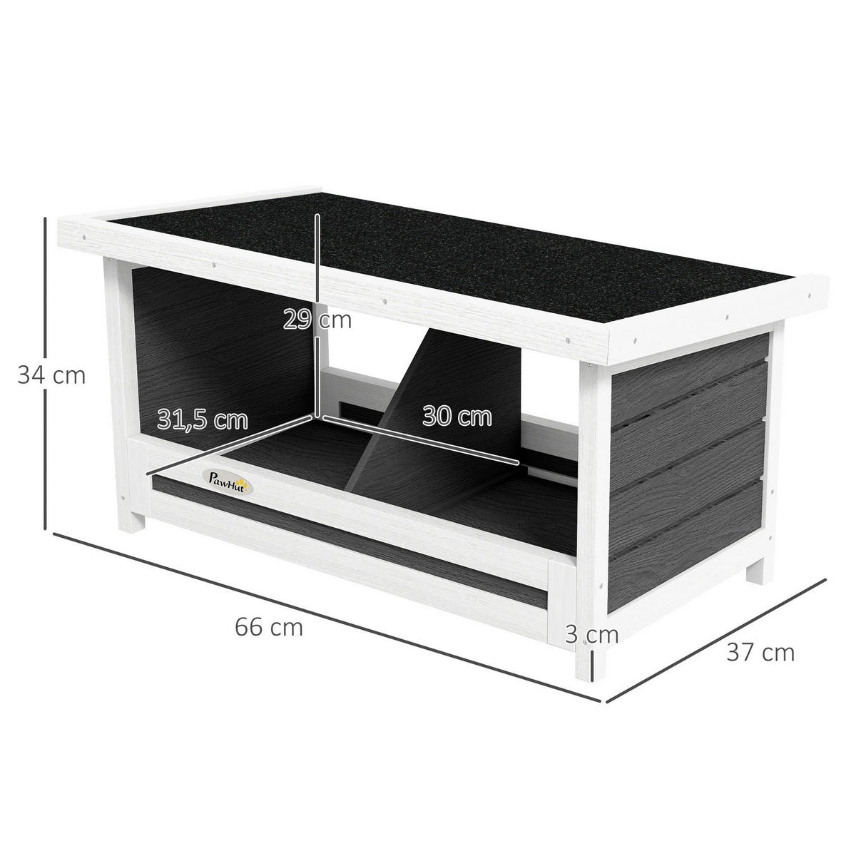 PawHut Hühner-Legenest weiß Holz B/H/L: ca. 37x34x66 cm Hühner-Legenest - weiß/grau (66,00/37,00/34,00cm) - PawHut