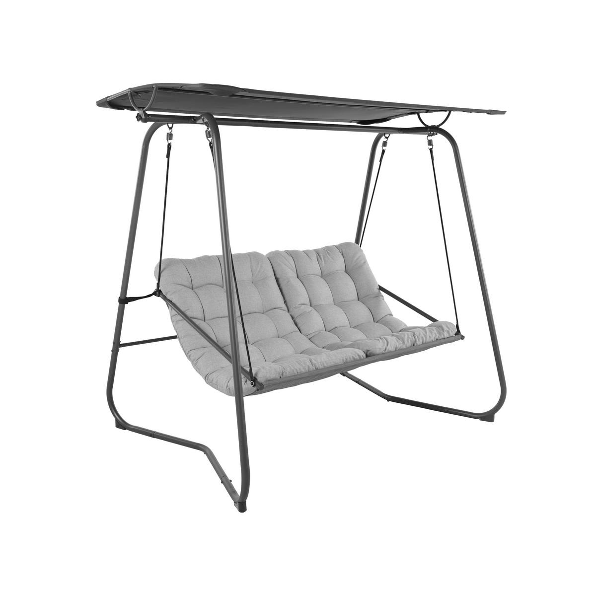 POCOline Hollywoodschaukel hellgrau Stahl B/H/L: ca. 151x195x220 cm Hollywoodschaukel - hellgrau/dunkelgrau (220,00/151,00/195,00cm) - POCOline