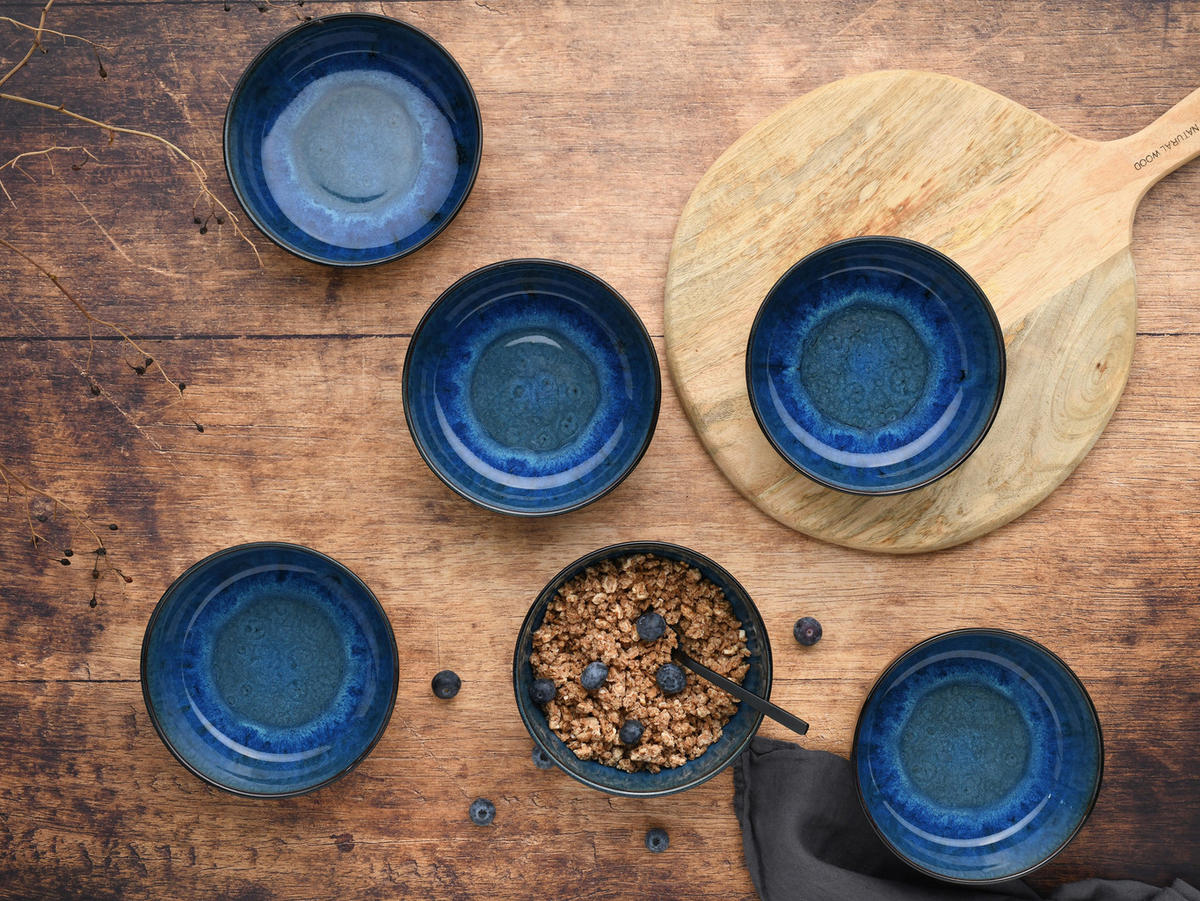 CreaTable Schalen-Set Nordic Fjord Blue blau Steinzeug D: ca. 15,5 cm Nordic Fjord Blue - blau (15,50cm) - CreaTable
