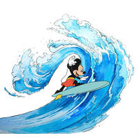 Komar Fototapete Mickey Surfing IADX6-007 B/H: ca. 300x280 cm Mickey Surfing IADX6-007 - (300,00/280,00cm) - Komar