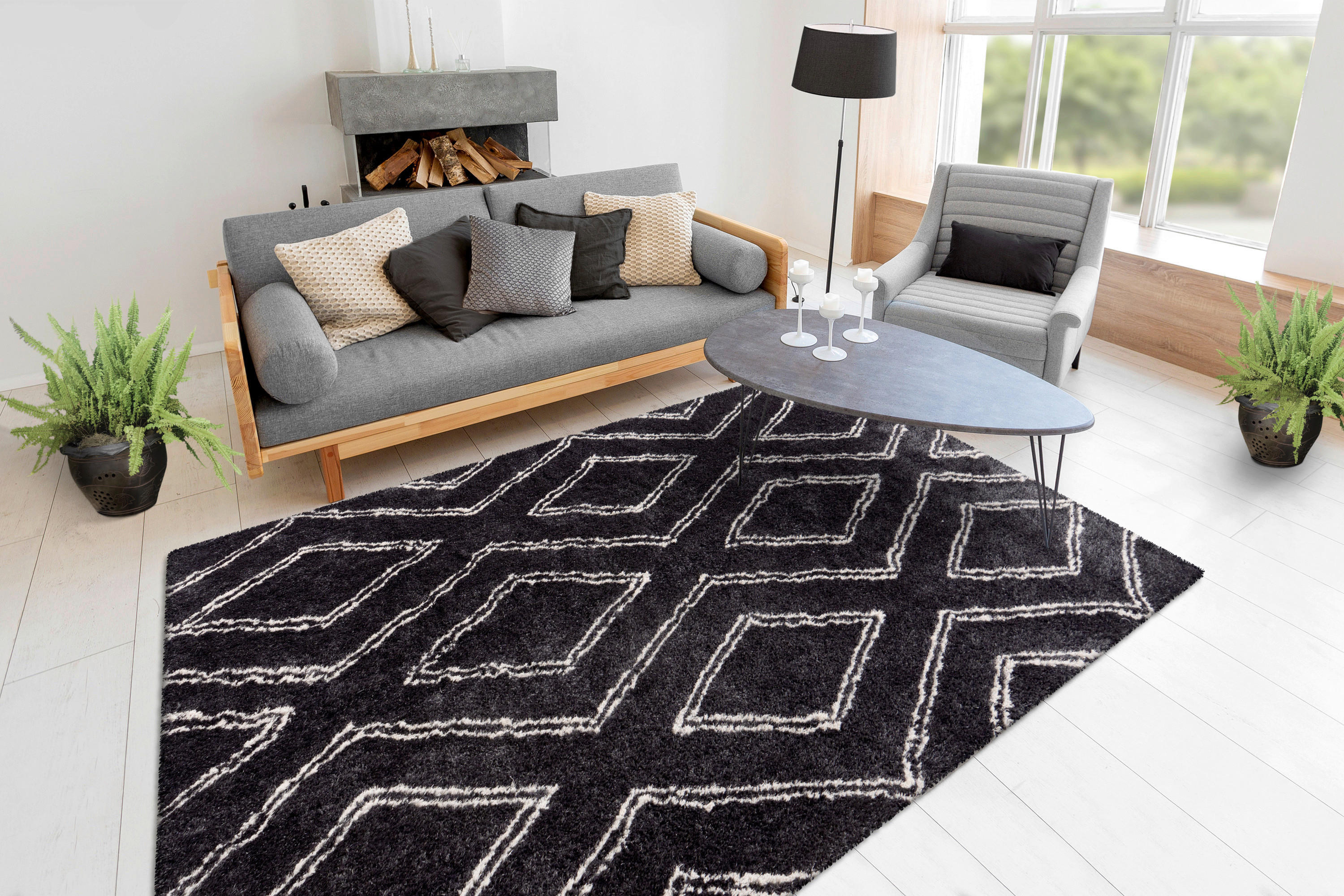 360Living Teppich anthrazit B/L: ca. 80x150 cm Teppich_Orlando 200 80 x 150cm - anthrazit (80,00/150,00cm) - 360Living