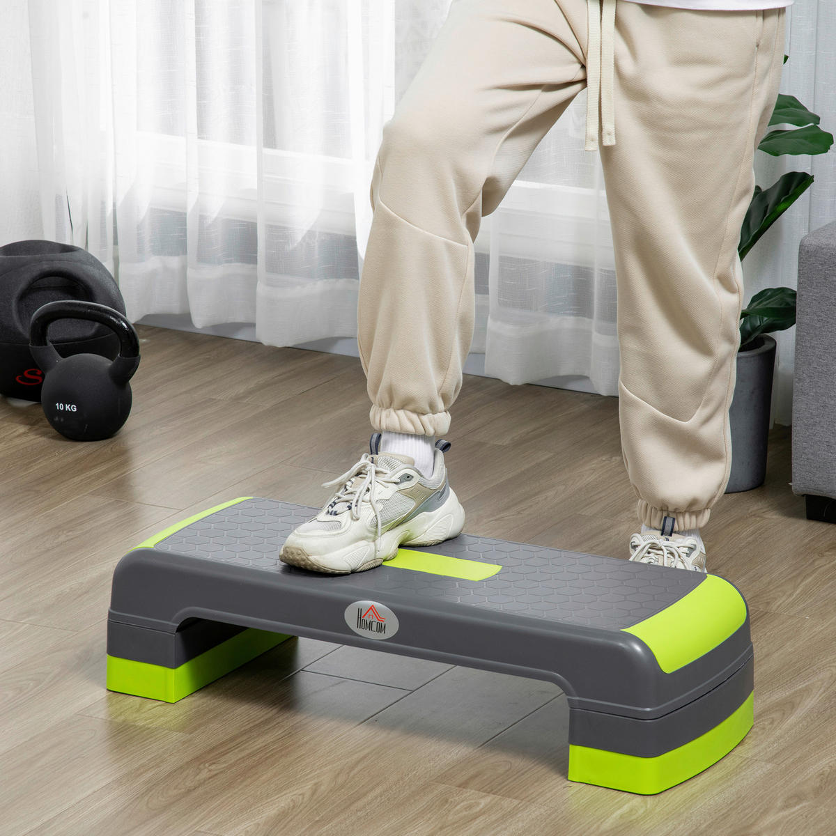 HOMCOM Steppbrett grau Kunststoff B/H/L: ca. 28x20x78 cm Steppbrett - grün/grau (78,00/28,00/20,00cm) - HOMCOM