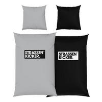 Baumwoll Wende Bettwäsche Strassenkicker Renforce schwarz Baumwolle B/L: ca. 155x220 cm Strassenkicker - schwarz/grau (155,00/220,00cm)