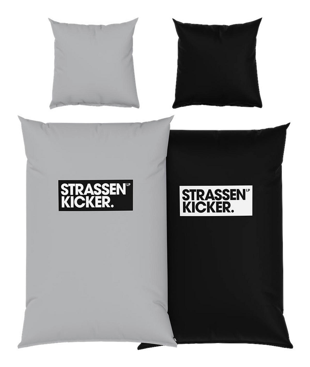 Baumwoll Wende Bettwäsche Strassenkicker Renforce schwarz Baumwolle B/L: ca. 155x220 cm Strassenkicker - schwarz/grau (155,00/220,00cm)