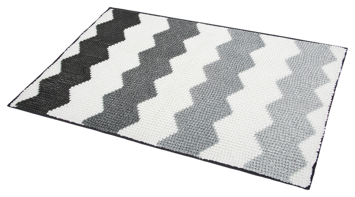 Badematte Badematte_Isa_ZickZack,60x90 - weiß/grau (60,00/90,00cm)