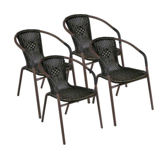 VCM Bistrostuhl dunkelbraun Polyrattan B/H/L: ca. 53x60x73 cm