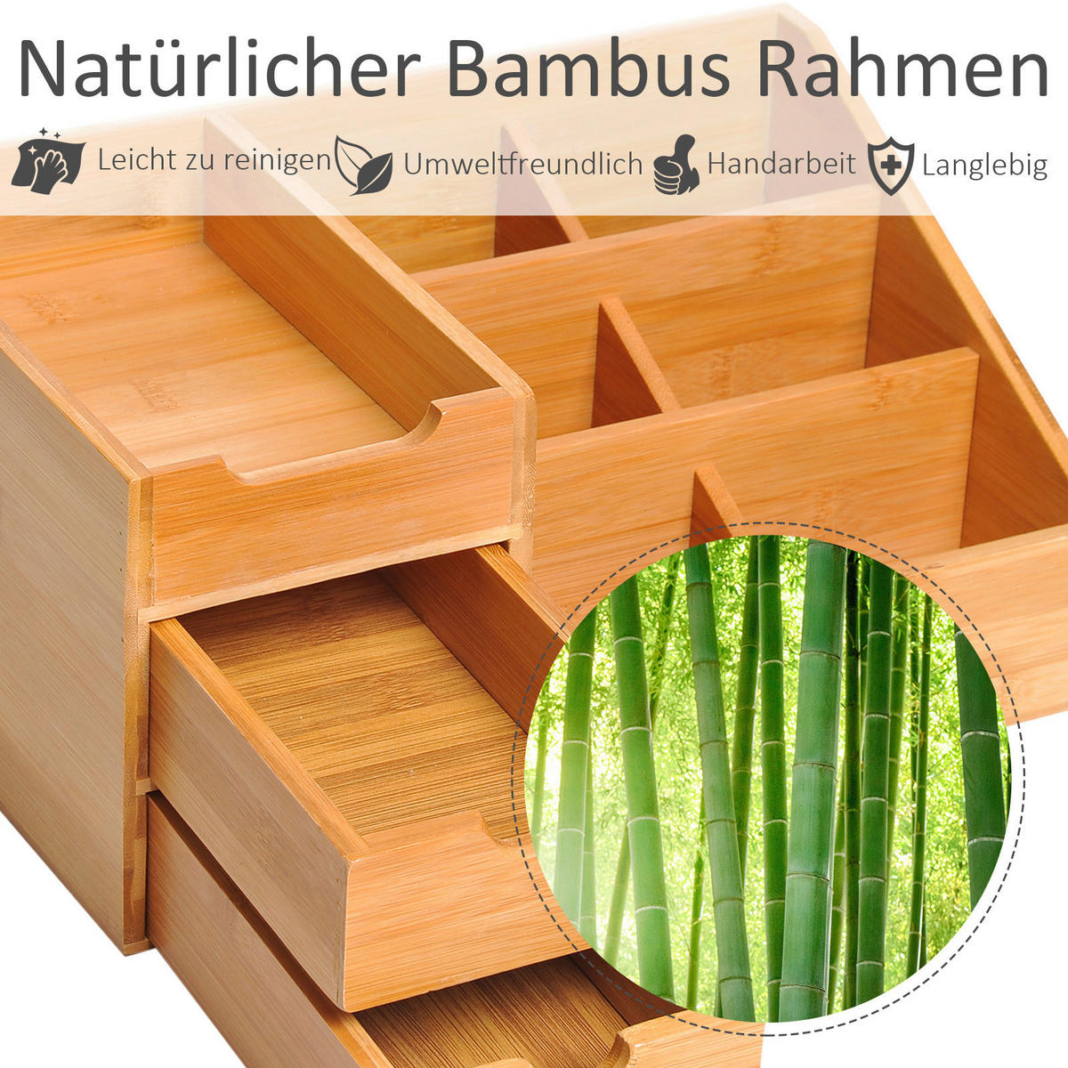 HOMCOM Organizer natur Bambus B/H/L: ca. 205x33x155 cm Schreibtischorganizer - natur (155,00/205,00/33,00cm) - HOMCOM