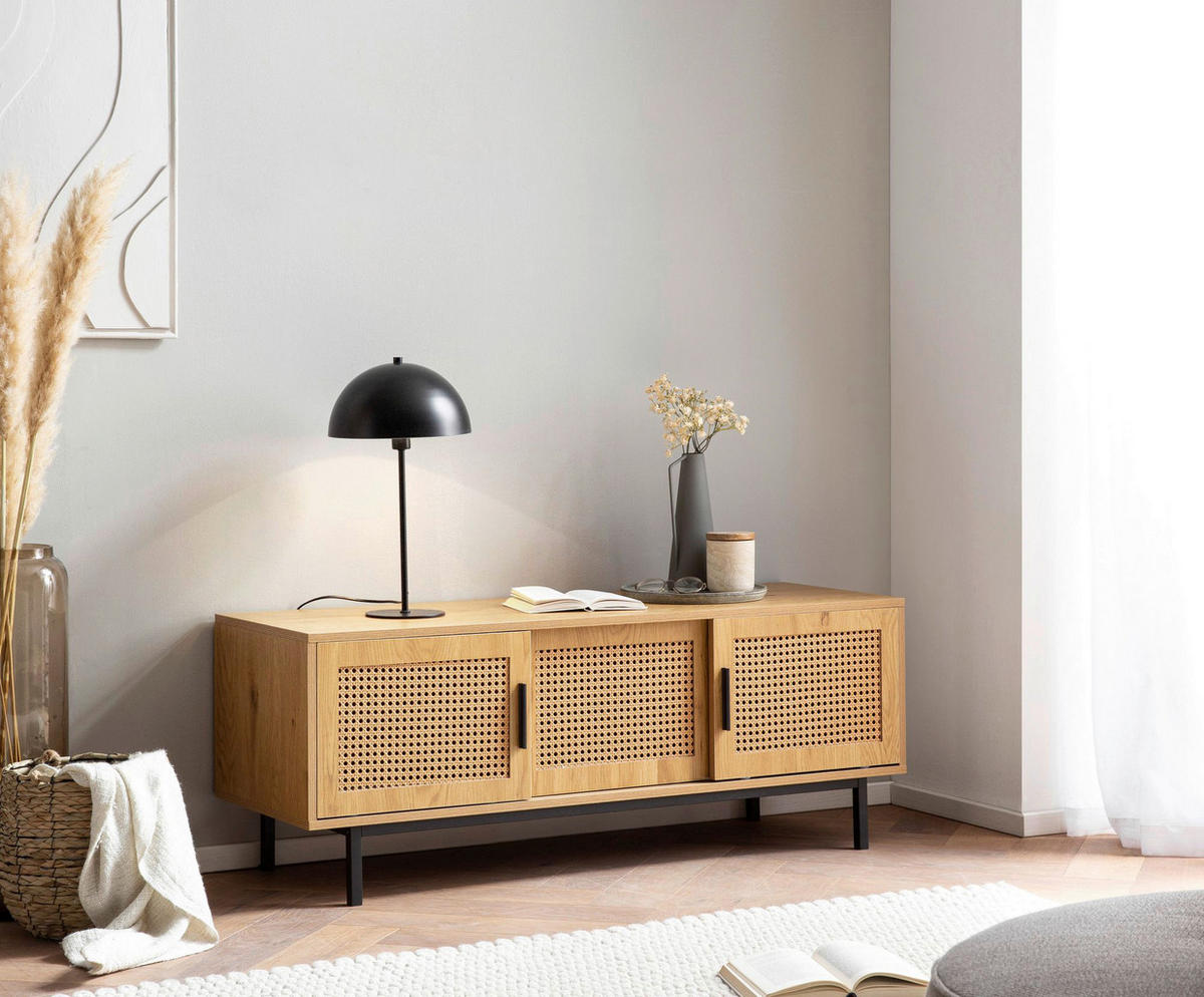 Lowboard Eiche Optik B/H/T: ca. 120x45,5x40 cm TV & Lowboard - Eiche (120,00/45,50/40,00cm) - Wohnling