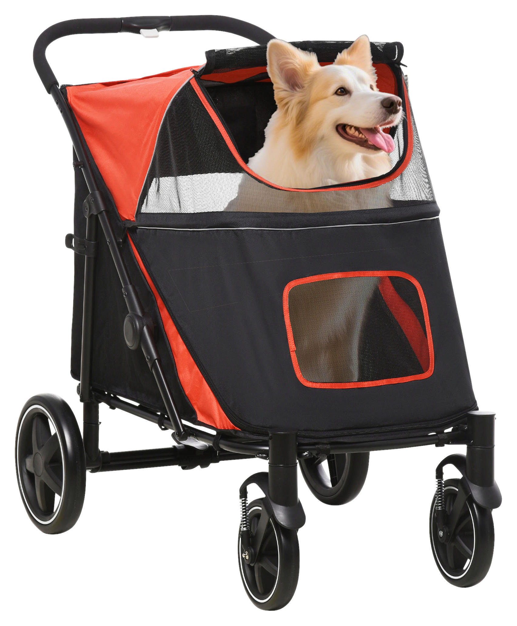 PawHut Hundebuggy rot Polyester-Mischgewebe B/H/L: ca. 65x100x112 cm Hundebuggy - rot (112,00/65,00/100,00cm) - PawHut