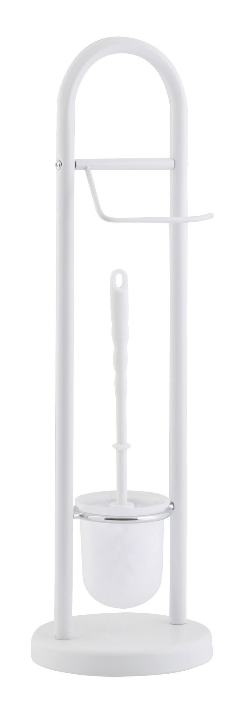 Stand-WC-Garnitur silber weiß Eisen Stand-WC-Garnitur - weiß/silber (19,00/19,00/64,50cm) - Axentia