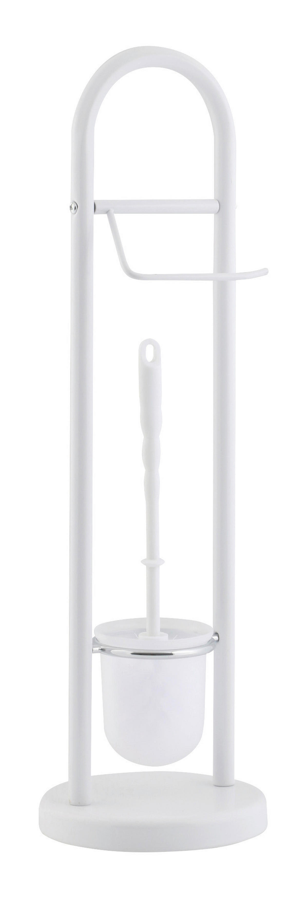Stand-WC-Garnitur silber weiß Eisen Stand-WC-Garnitur - weiß/silber (19,00/19,00/64,50cm) - Axentia