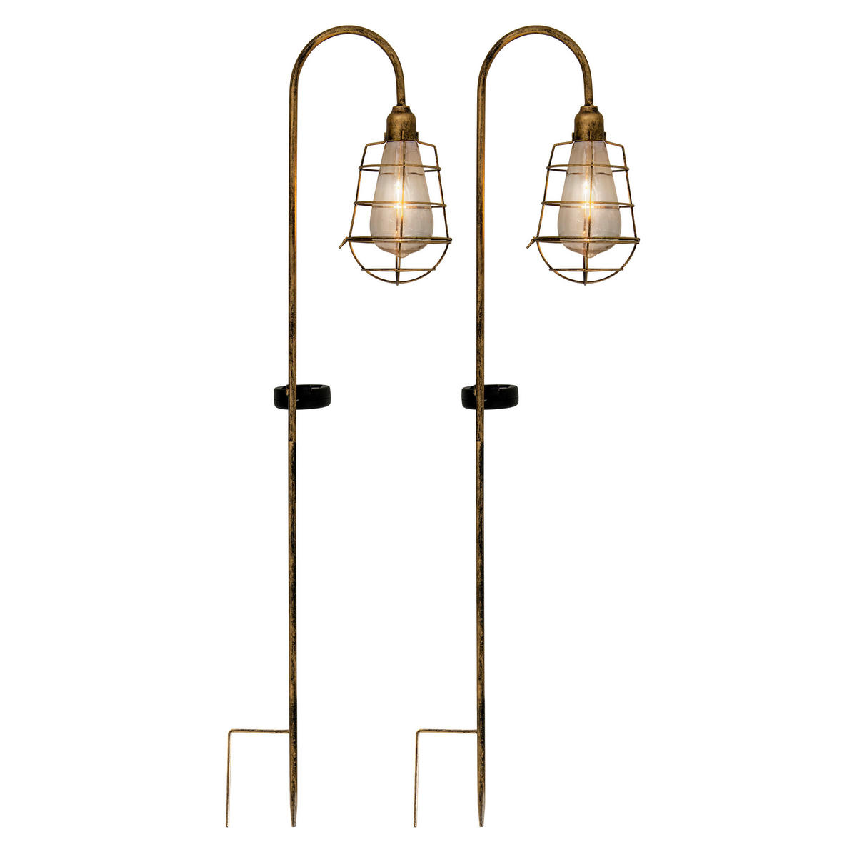 LED-Solarleuchte 4129502 messing Metall H: ca. 76,5 cm 2er-Set LED Solar-Erdspieß "GITTI" - messing (76,50cm) - Näve Leuchten