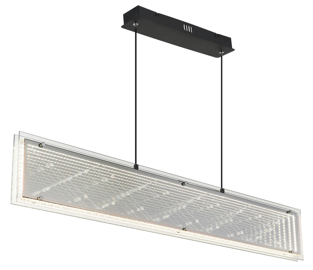 GLOBO Hängeleuchte klar schwarz Aluminium Glas Kunststoff B/H/L: ca. 8x120x113 cm 1.0 Brennstellen Mirrora - klar/schwarz (113,00/8,00/120,00cm) - GLOBO
