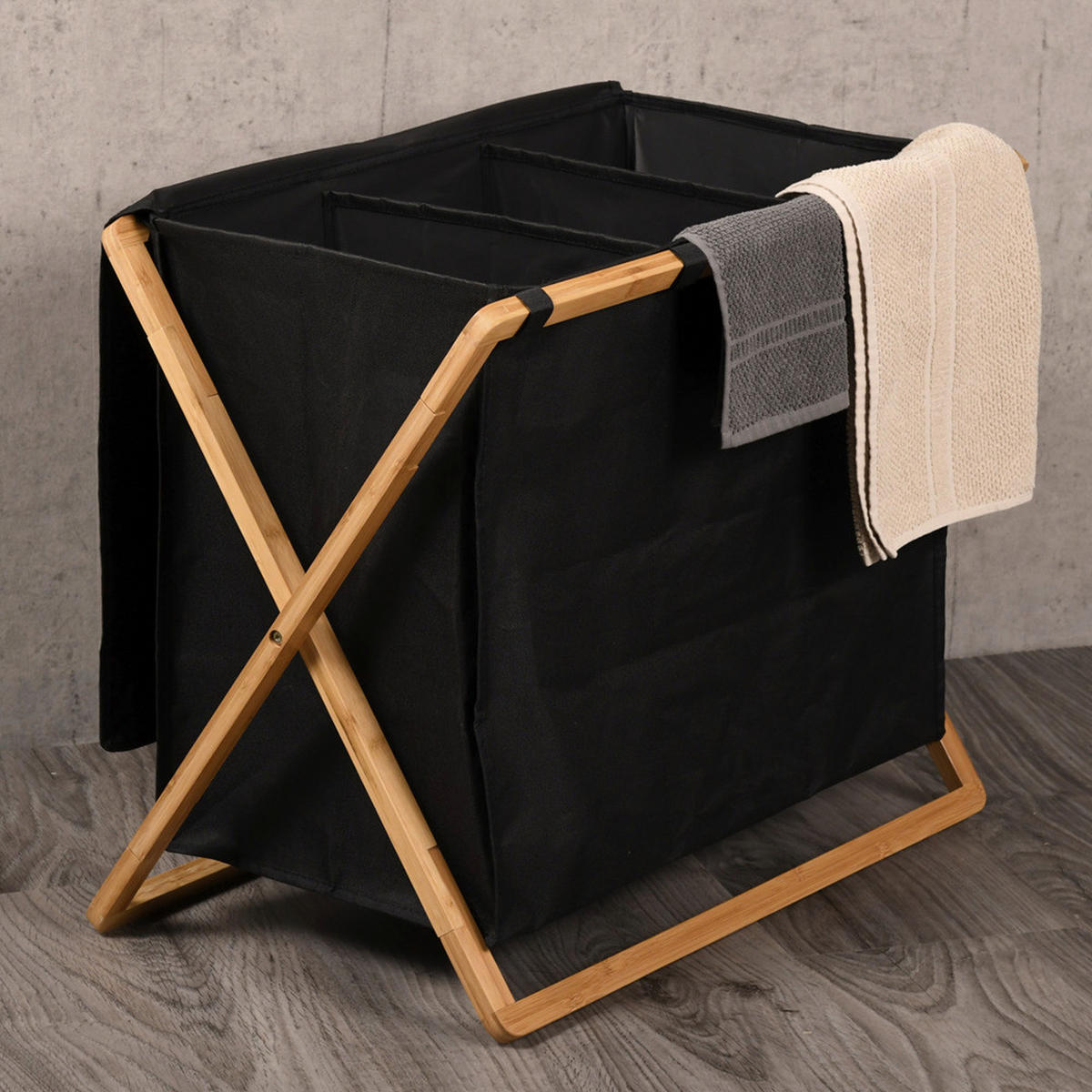Kesper Wäschesammler braun Polyester B/H/L: ca. 19,5x7,5x71,3 cm Wäschesammler - braun/schwarz (71,30/19,50/7,50cm) - Kesper
