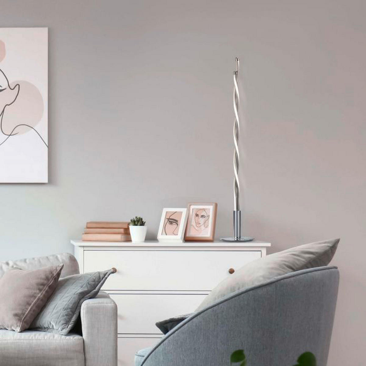 Näve Leuchten LED Tischleuchte NV3142042 silber Aluminium B/H/L: ca. 16x85x16 cm null 1 Brennstellen Twist - silber (16,00/16,00/85,00cm) - Näve Leuchten