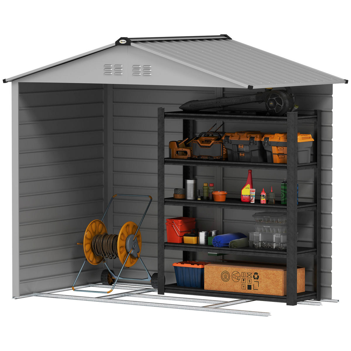 Outsunny Gerätehaus grau B/H/L: ca. 131x192x213 cm Gerätehaus - grau (213,00/131,00/192,00cm) - Outsunny