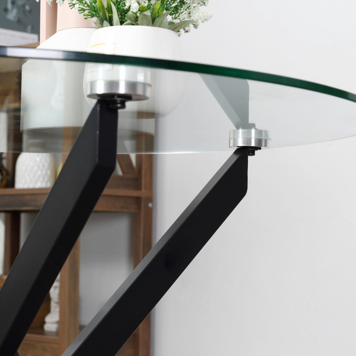 Beistelltisch 839-079 schwarz Glas Stahl B/H/T: ca. 80x75x80 cm 839-079 - schwarz (80,00/75,00/80,00cm) - HOMCOM
