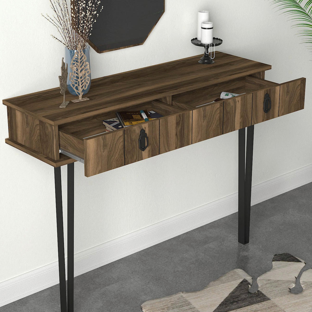 Konsolentisch Lost walnuss Nachbildung Spanplatte B/H/T: ca. 120x90x36 cm Lost - walnuss (120,00/90,00/36,00cm) - moebel17