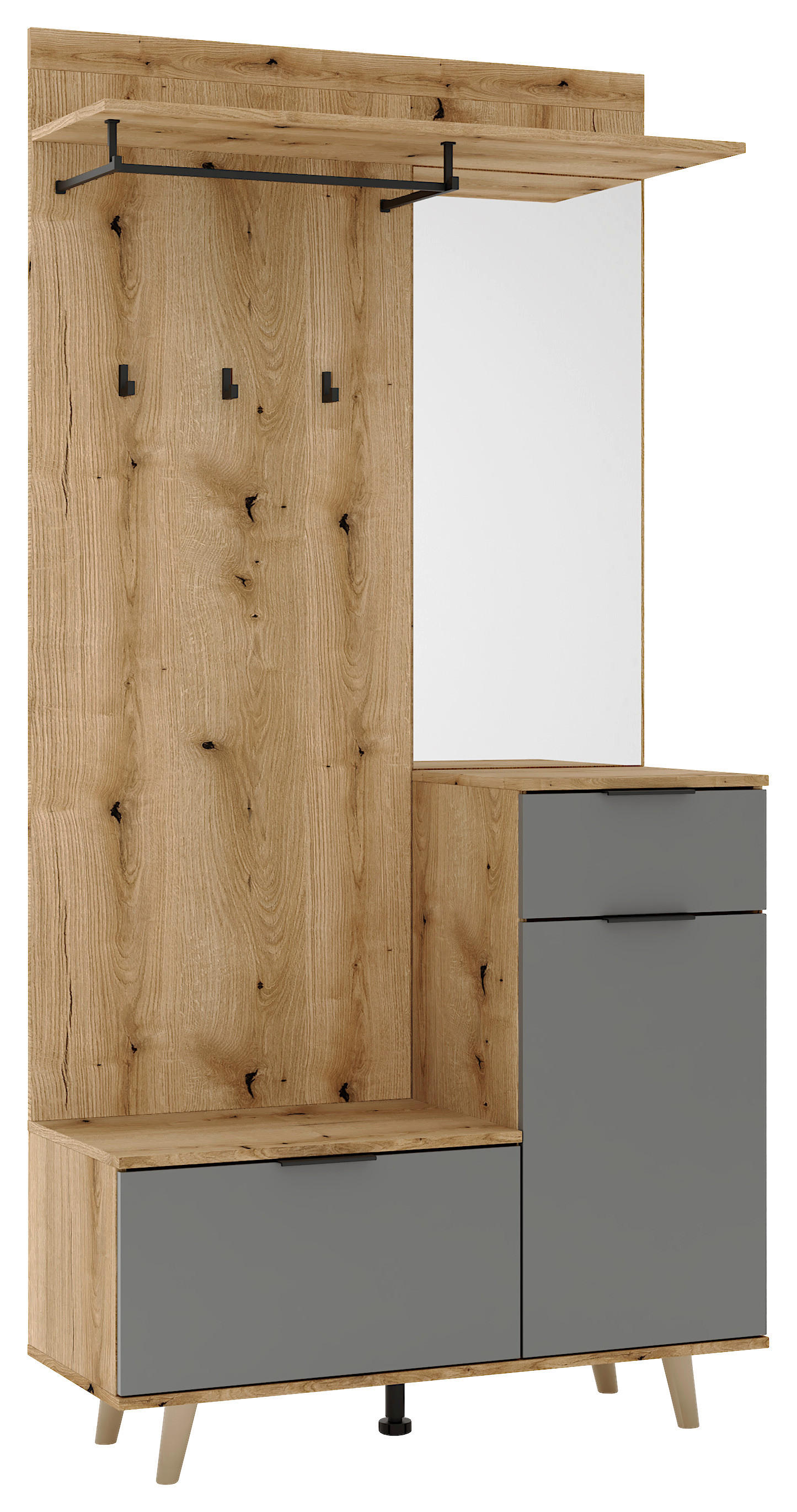 Garderobe NORDIC Eiche Artisan Nachbildung B/H/T: ca. 100x204x40 cm NORDIC - Eiche (100,00/204,00/40,00cm) - WIPMEB