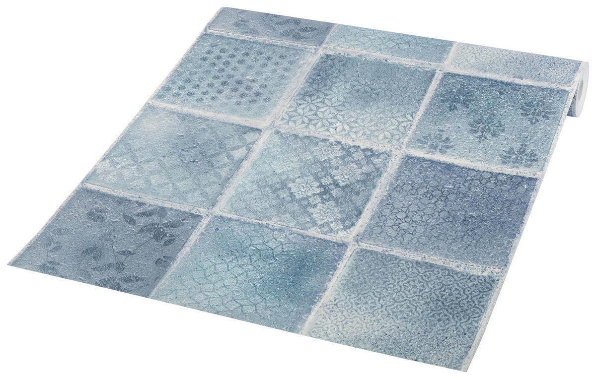 Vliestapete Fliesenoptik blau B/L: ca. 53x1005 cm Vliestapete_37388-2 - blau (53,00/1005,00cm)