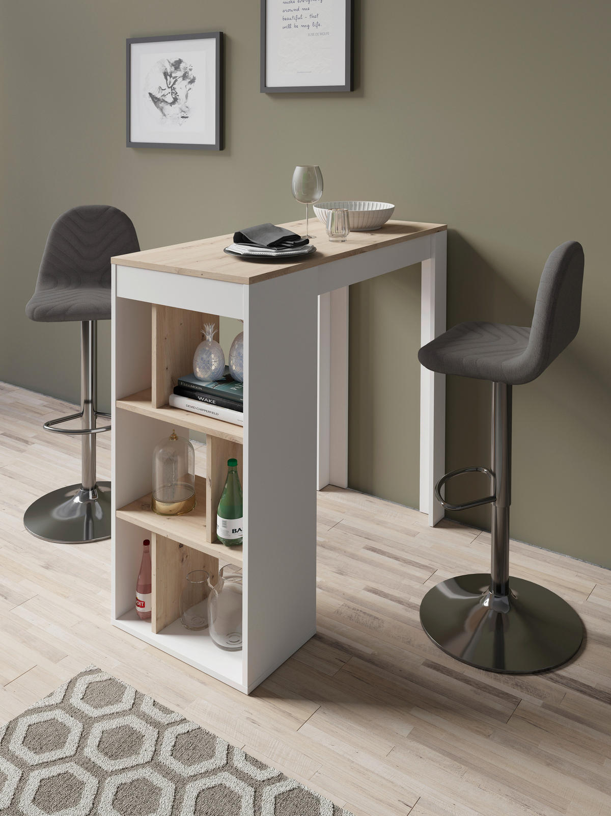 Barhocker CASINO 2er-Set anthrazit Chrom Webstoff Metall B/H/T: ca. 41x88x52,5 cm CASINO 2er-Set - Chrom/anthrazit (41,00/88,00/52,50cm) - byLIVING