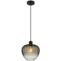 GLOBO Pendelleuchte TOY 30150108 schwarz Rauch Metall Glas H/D: ca. 120x29 cm E27 1 Brennstellen TOY - schwarz/Rauch (29,00/120,00cm) - GLOBO